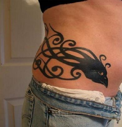 Tribal Phoenix Picture Tattoo On Side Stomach