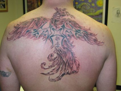 Tribal Phoenix Picture Tattoos On Back