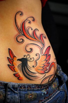 Phoenix Girl's Lower Back Tattoo