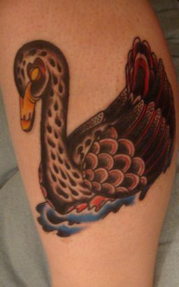 Swan Tattoos On Leg