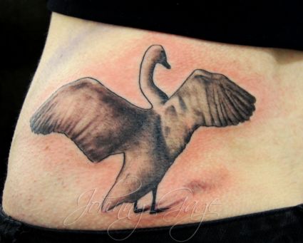 Swan Tattoo On Upper Hip