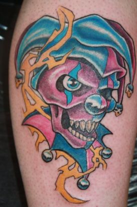 Joker Face Leg Tattoos Pic