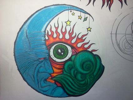 Moon Tattoo With An Eye