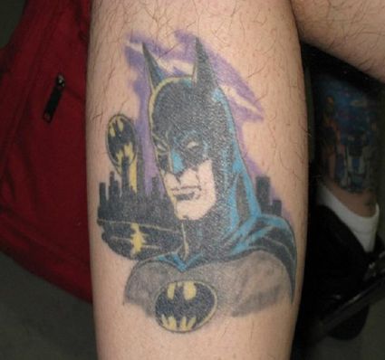 Batman Tattoo On Leg