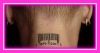 pink barcode neck tattoo 