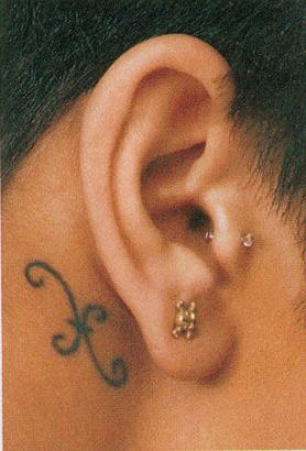 Rihanna Pisces Sun Sign Behind Ear Tattoo