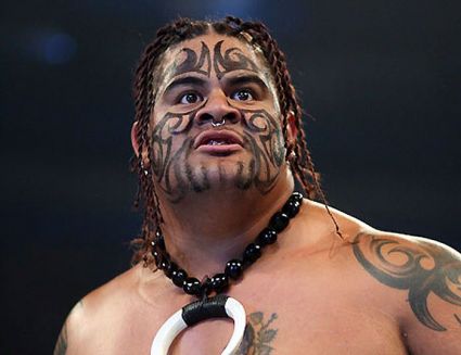 Umaga Face And Shoulder Tattoo