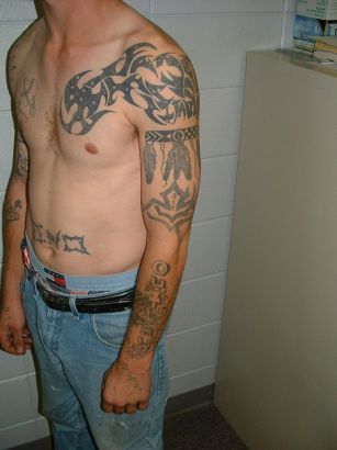 American Tats On Arm And Chest