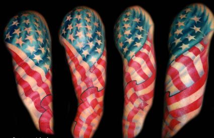 American Flag Tat On Arms