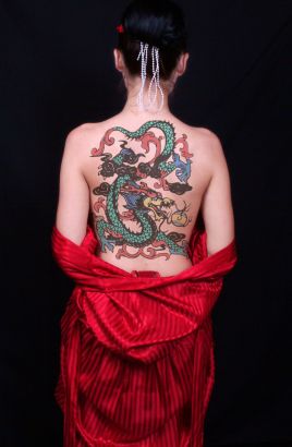 Asian Dragon Back Tattoo