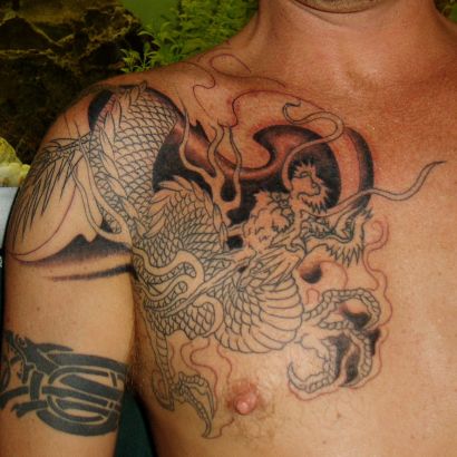 Asian Dragon Chest Tattoo Pics