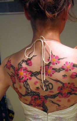 Asian Flower Tattoo On Back