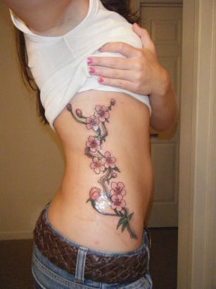 Asian Tats On Girl's Rib