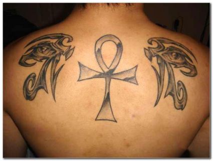 Egyptian Eyes Man's Back Tats