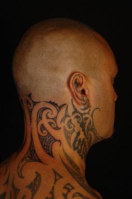 Polynesian Tattoo On Neck