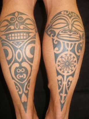 Polynesian Tattoo On Leg