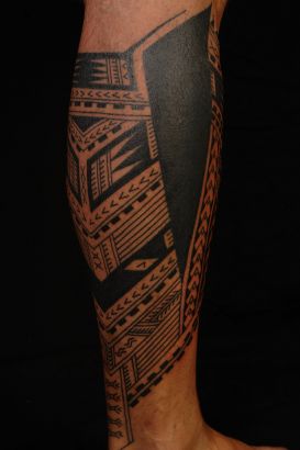 Polynesian Tattoos Pic On Leg