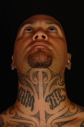 Polynesian Under Neck Tattoo