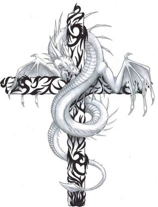 Dragon And Cross Tattoo