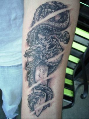 Dragon And Sword Pic Tattoo
