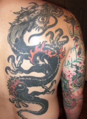 Dragon Pic Tattoos On Side Back