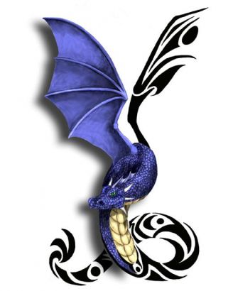 Colored Tribal Dragon Tattoo Colored Tribal Dragon Tattoo