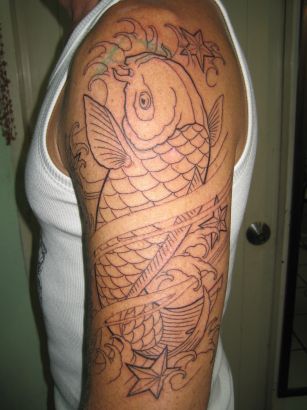 Koi Fish On Man's Arm