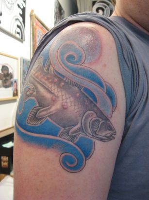 Koi Fish Tattoo On Arm.