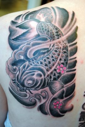 Koi Fish Tat Design On Back