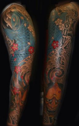 Koi Fish And Mask Tats