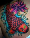 flower and koi fish tat