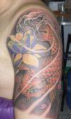 Koi Fish With Lotus Flower PicTattoo Design