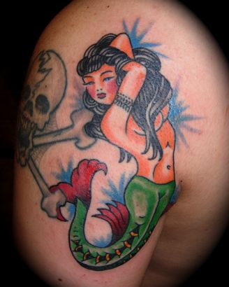 Mermaid And Skull Tattoo