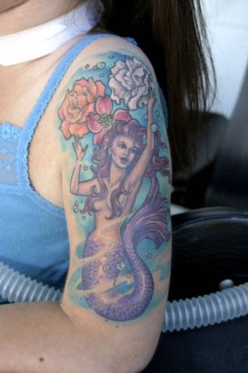 Mermaid Girl's Arm Tattoo