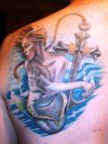 mermaid and cross anchor tattoo