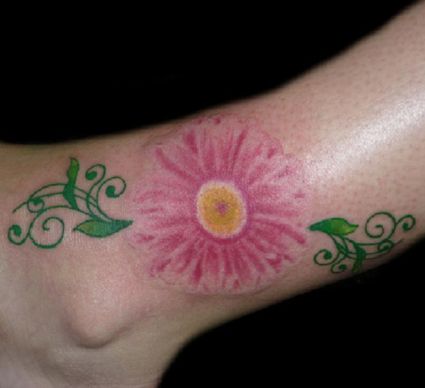 Daisy Flower Ankle Tattoo