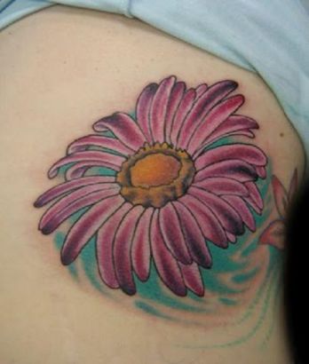 Daisy Flower Tattoo On Side Stomach