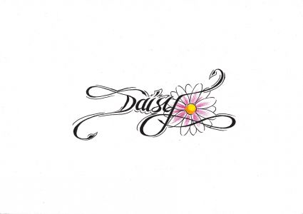 Daisy Flower Tat With Text