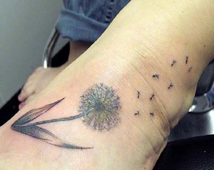 Dandelion Flower Feet Tattoo