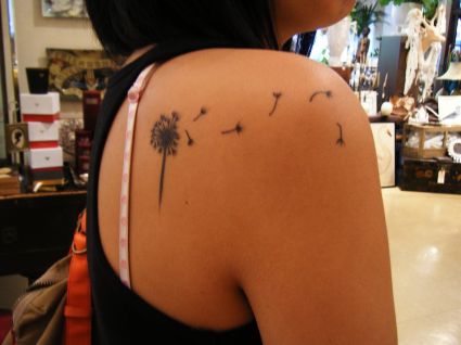 Dandelion Flower Tattoos On Shoulder