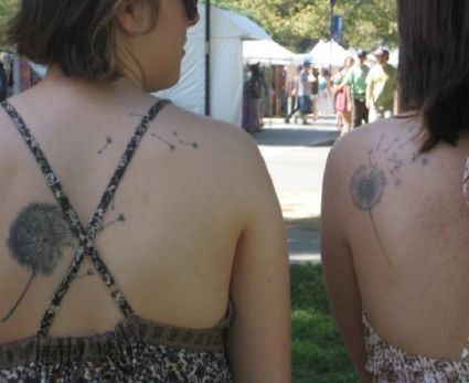 Dandelion Flower Tattoo On Back