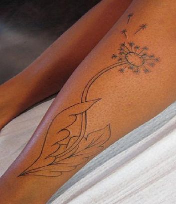 Dandelion Flower Tattoo On Leg