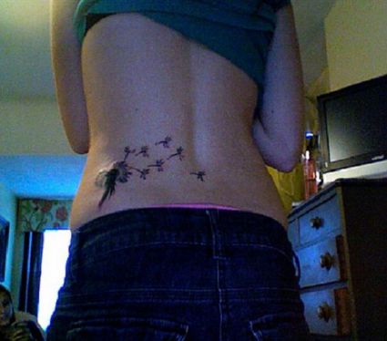 Dandelion Flower Tattoo On Lower Back