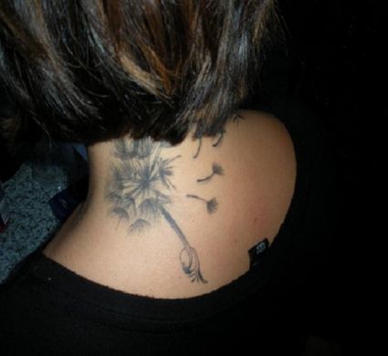 Dandelion Flower Tattoo On Neck