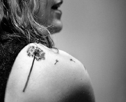 Dandelion Flower Tattoo On Shoulder