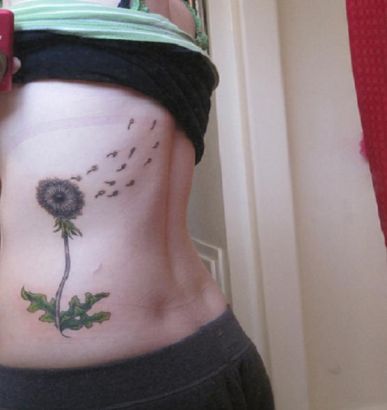 Dandelion Flower Tattoo On Side Back