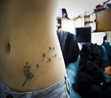 Dandelion Flower Tattoo Pic On Lower Stomach