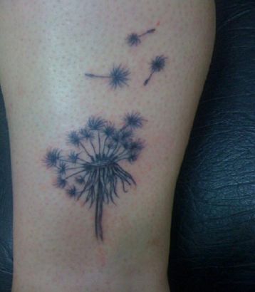 Dandelion Flower Tattoos On Leg