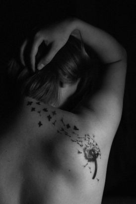 Dandelion Flower Pic Tattoo On Back