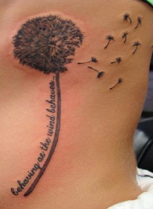 Text And Dandelion Flower Tattoo